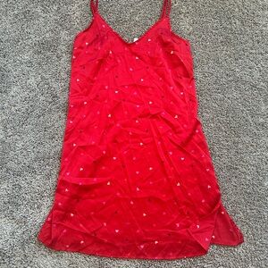 Stars Above Red Heart-Patterned Chemise